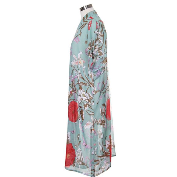 Code22 Blooming Flower Print Short Sleeve Kimono - Picture 2 of 4